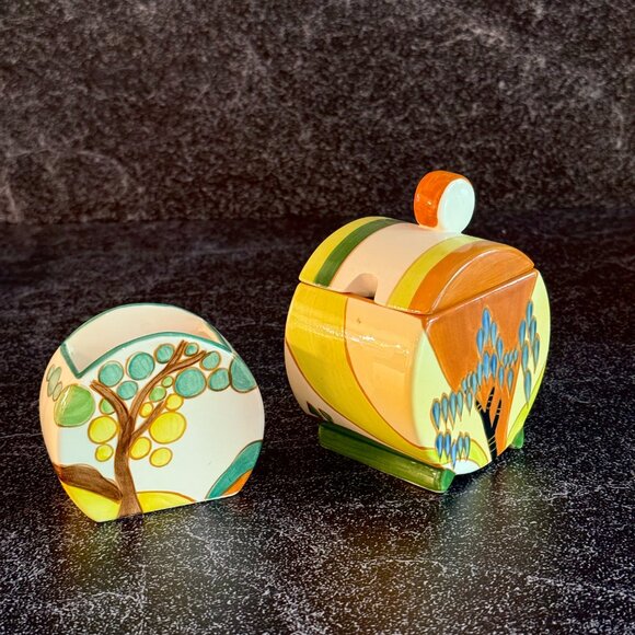 Vintage 1993 Clarice Cliff Sugar and Jam Jar Reproduction - Picture 3 of 10